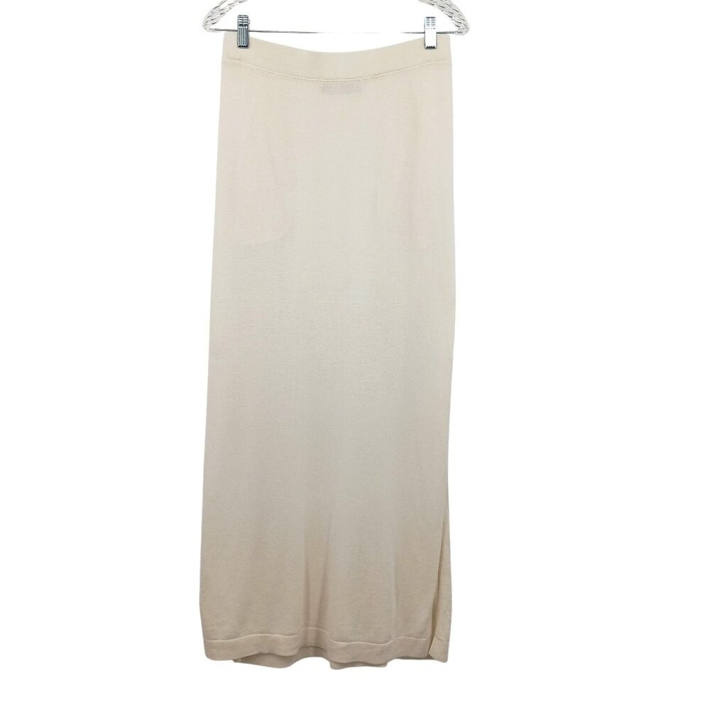 Peruvian Connection Cream DORSAY Midi Knit Skirt Medium Pima Cotton Modal Blend - Picture 3 of 14